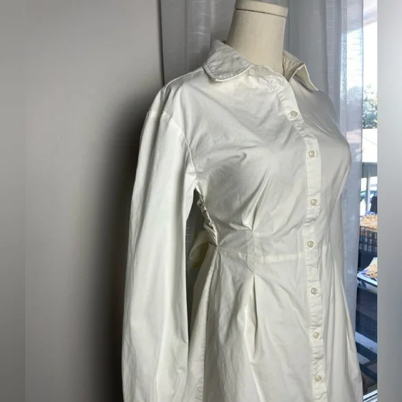 L'Academie Evianna Shirt Dress in Cream White Size Small Cut Out Open Back Bow - Picture 5 of 12
